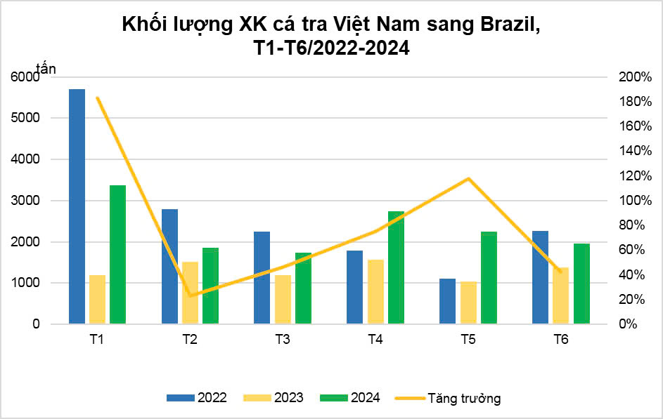 Việt Nam chủ yếu xuất khẩu cá tra phile đông lạnh sang Brazil