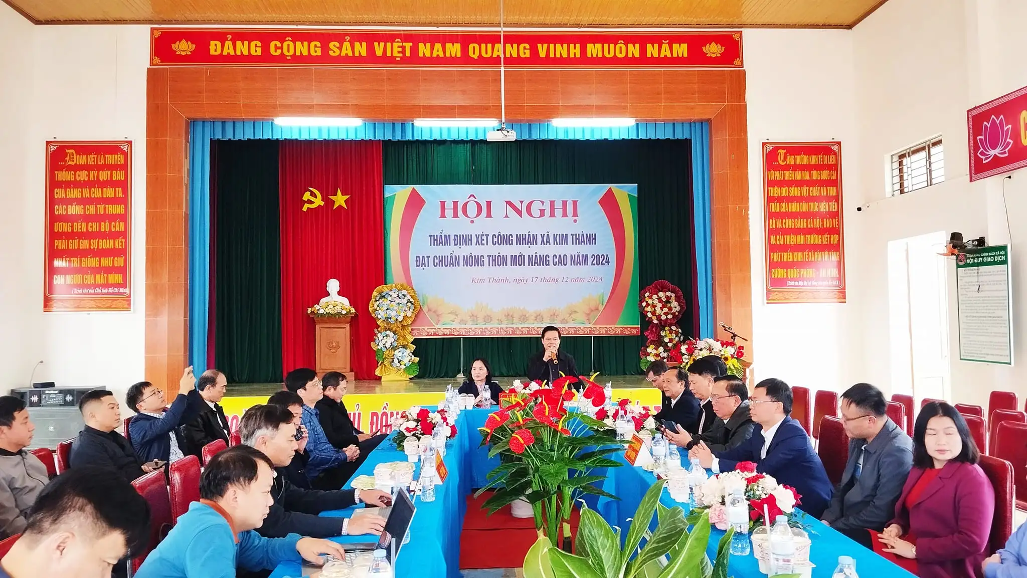 Thẩm định xét công nhận xã đạt chuẩn NTM nâng cao Quang Thành và Kim Thành (huyện Yên Thành)