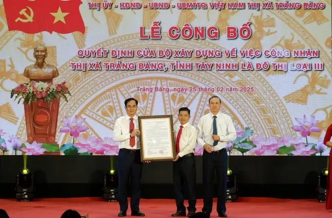 Thị xã Trảng Bàng được công nhận đô thị loại III