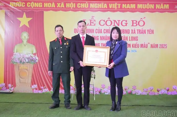 Xã Trấn Yên công bố thôn Tân Long đạt chuẩn nông thôn mới, thôn kiểu mẫu năm 2025