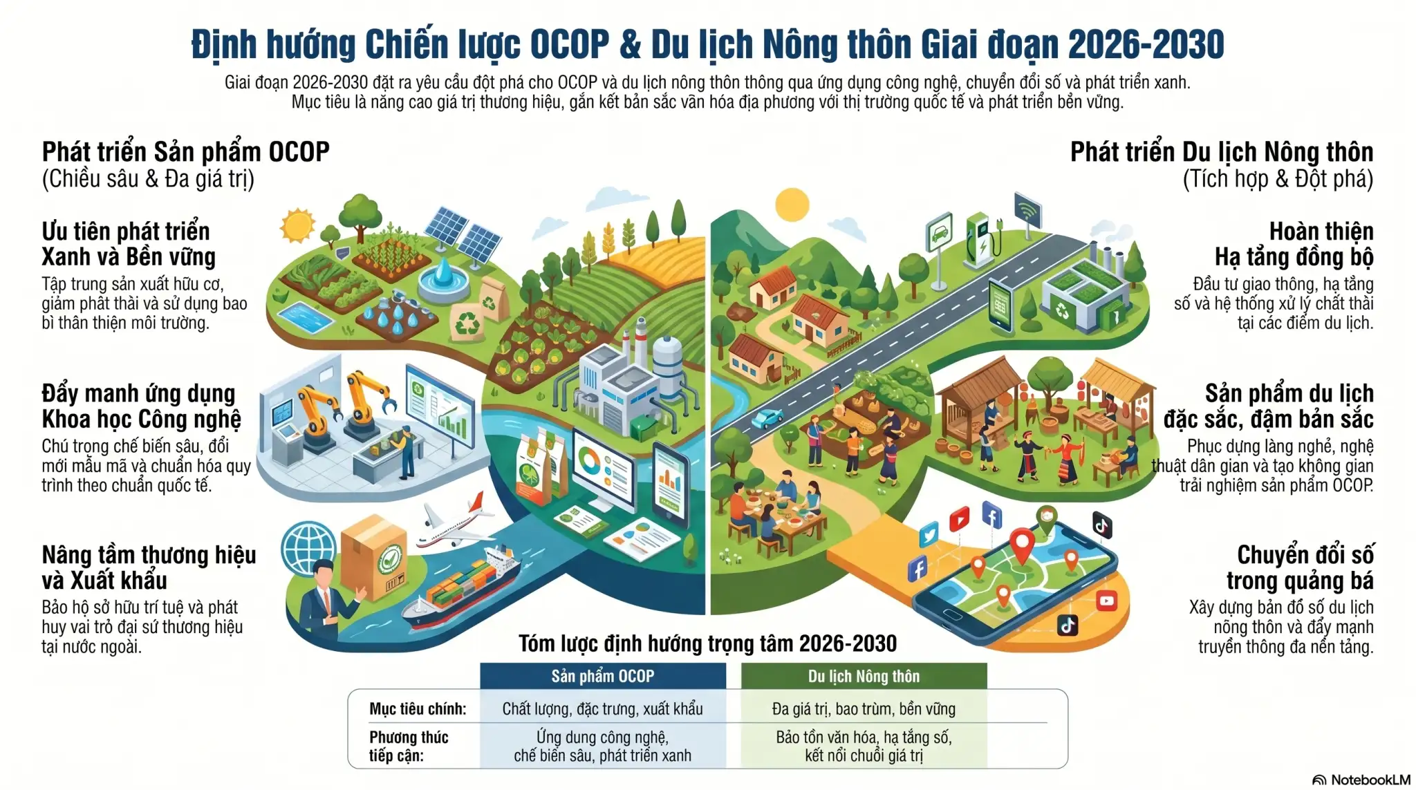 infographic: định hướng chiến lược cho chương trình Mỗi xã một sản phẩm (OCOP) và du lịch nông thôn tại Việt Nam trong giai đoạn 2026-2030