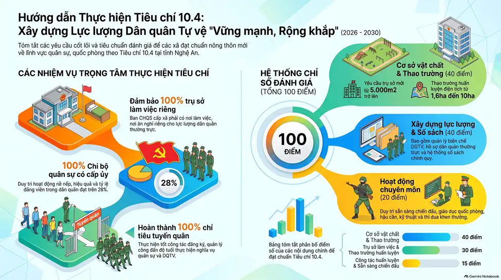 infographic: Bộ Chỉ huy Quân sự (CHQS) tỉnh Nghệ An hướng dẫn thực hiện tiêu chí về xã nông thôn mới giai đoạn 2026 – 2030