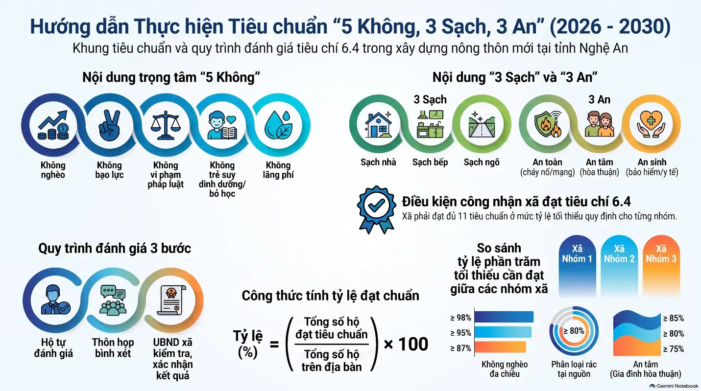 infographic: Hội Liên hiệp Phụ nữ tỉnh Nghệ An hướng dẫnề thực hiện tiêu chí về xây dựng nông thôn mới giai đoạn 2026-2030