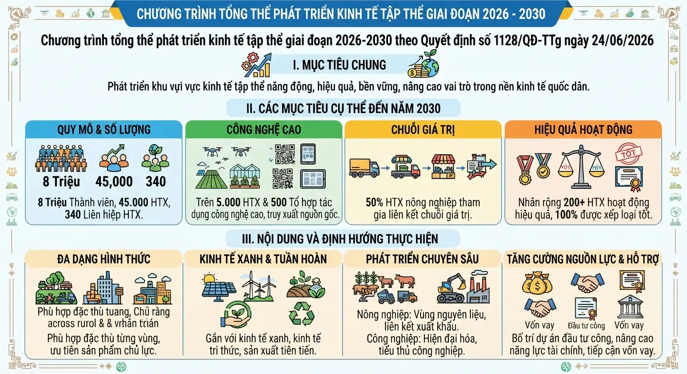 infographic: Chương trình tổng thể phát triển kinh tế tập thể giai đoạn 2026-2030